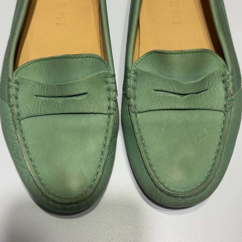 M. Gemi Pastoso Slate Green Leather Driving Loafers Made in Italy Size 35/Size 5 - Picture 4 of 11